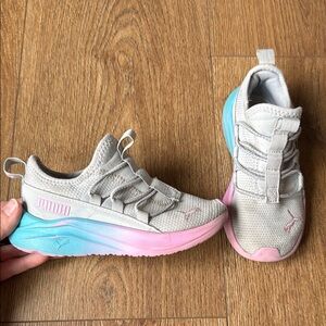 PUMA Women's Sneakers - Gray with Pink and Blue Accents